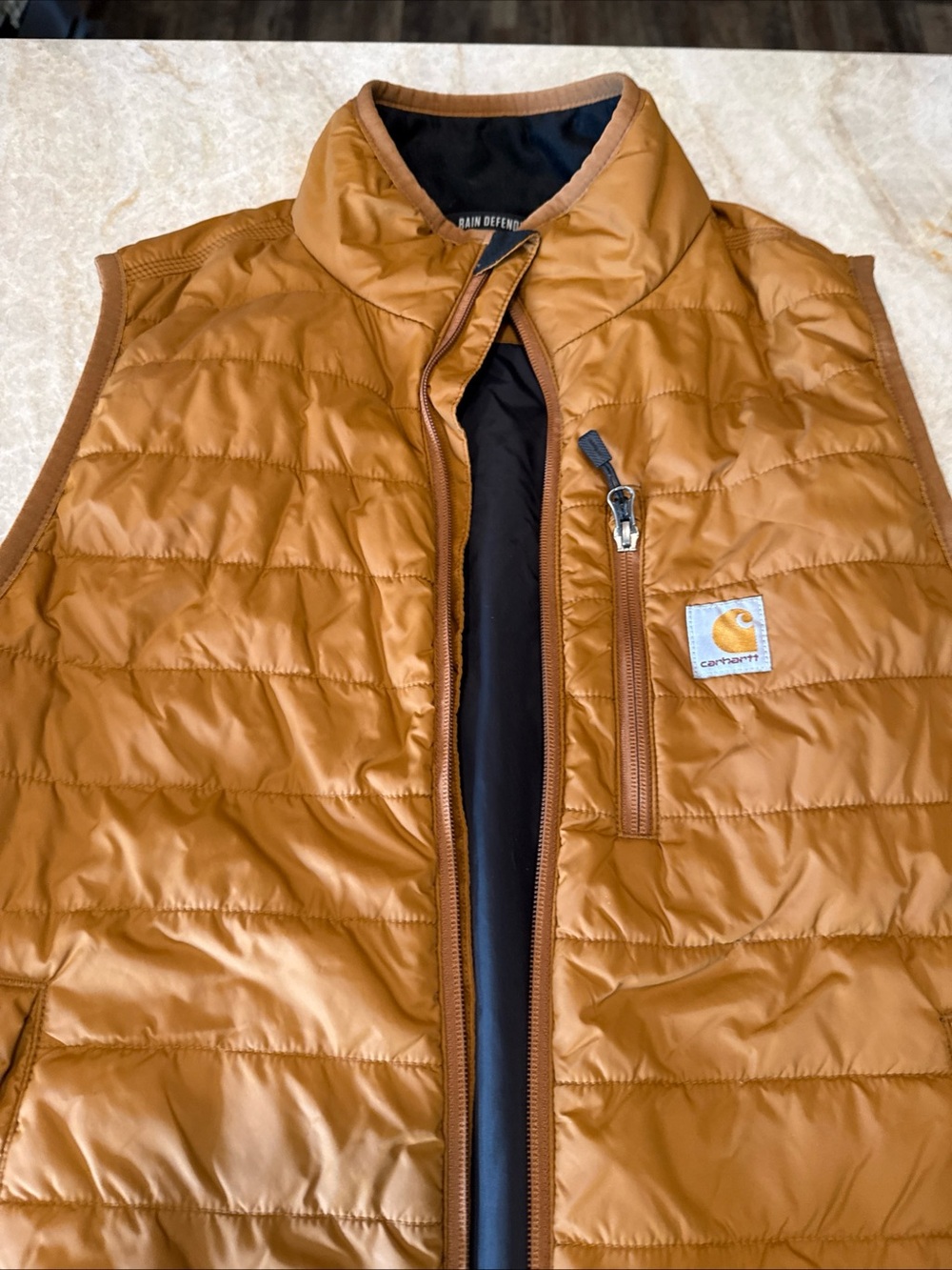 Carhartt Gilliam Vest M Rain Defender Insulated Quilted Brown Relaxed - Picture 3 of 6